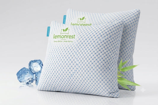 Lemonrest Memory Foam Bed Pillows – Set of 2 | Ergonomic Neck Support | Soft & Firm Cooling Pillows for Side, Back & Stomach Sleepers